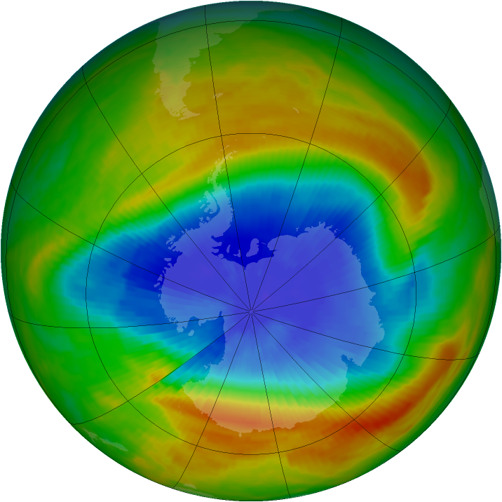Antarctic ozone map for 20 October 1983